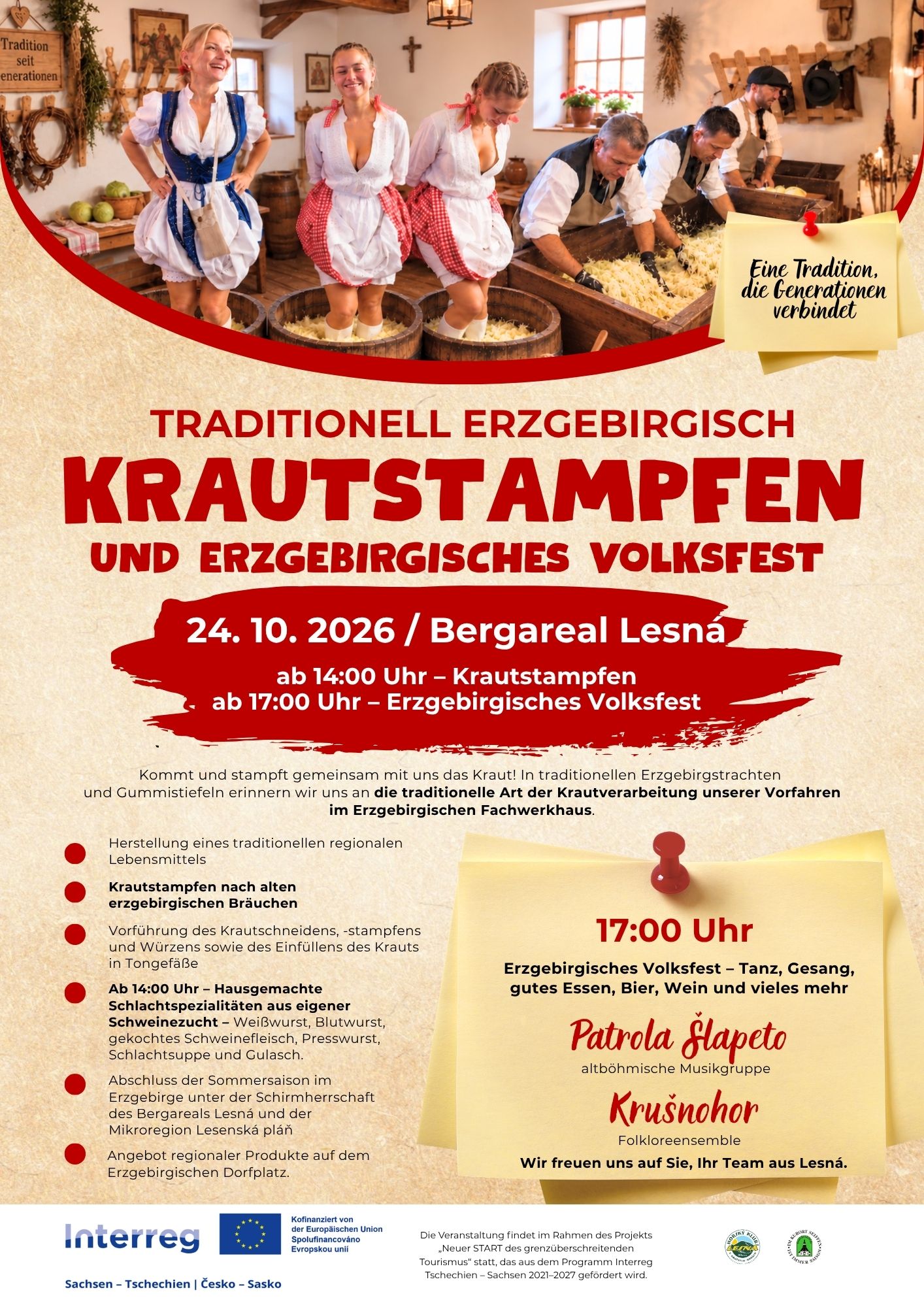 traditionelles Krautstampfen Bergareal Lesna
